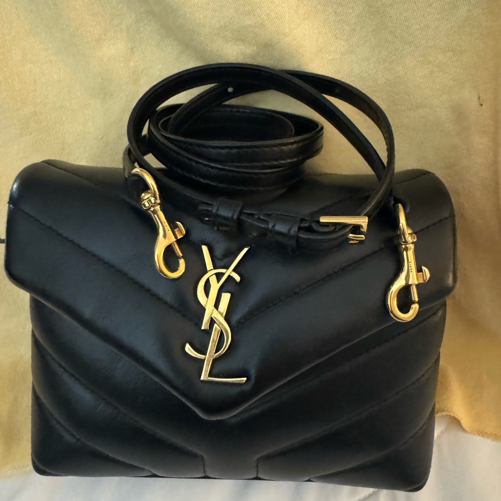 YSL toy Lou Lou quilted in black with gold hardware.